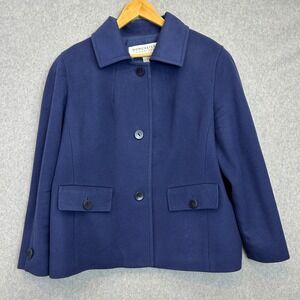Doncaster Signature Jacket Navy Blue Wool Cashmere Blend Coat Womens Size 16W